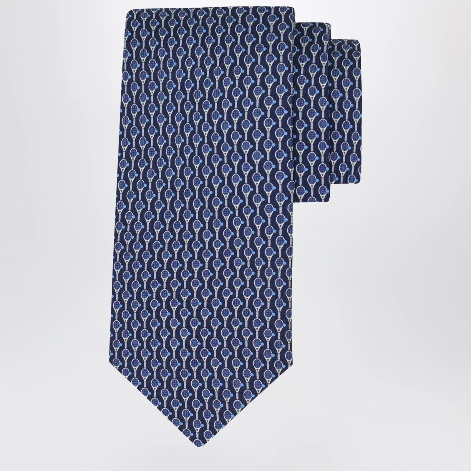 Ferragamo Royal Blue Tennis Print Silk Tie