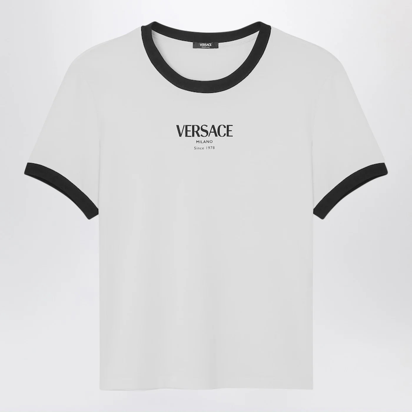 Versace White/black stretch viscose jersey T-shirt
