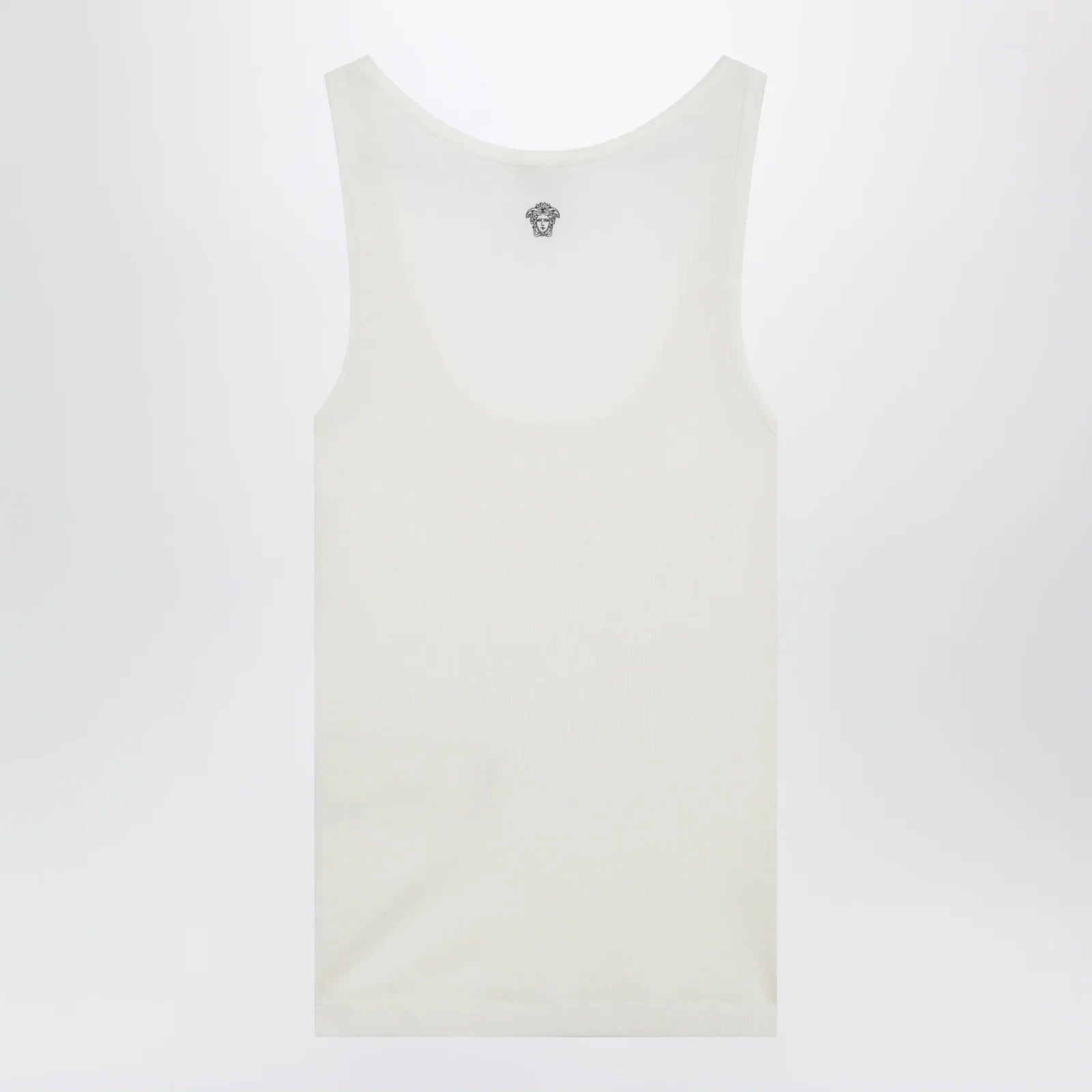 Versace Cream wool tank top with logo embroidery