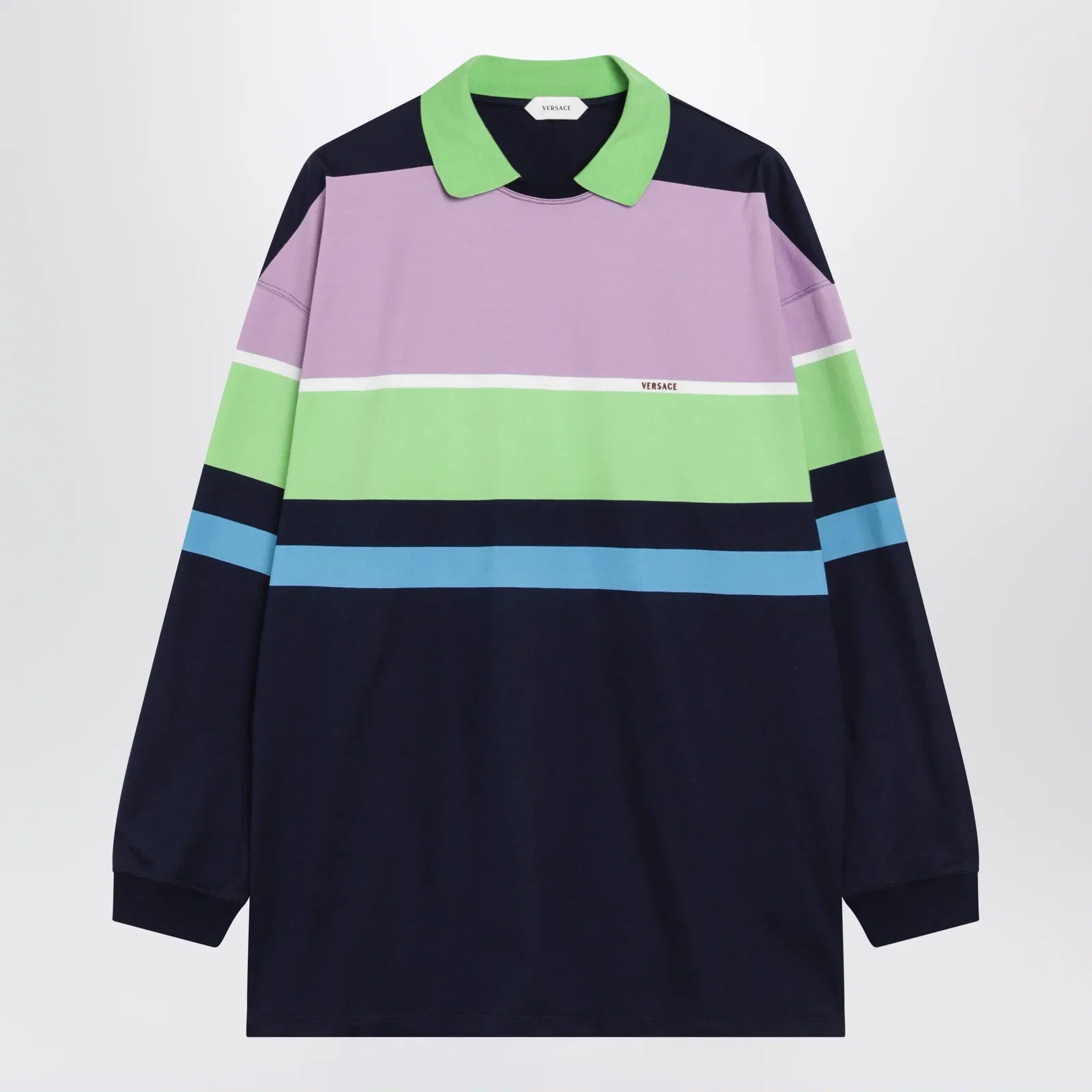 Versace Color-block striped long-sleeve cotton mini dress
