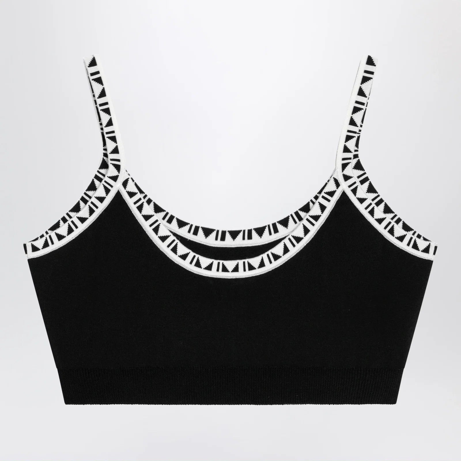 Versace Black viscose-blend cropped top with jacquard details