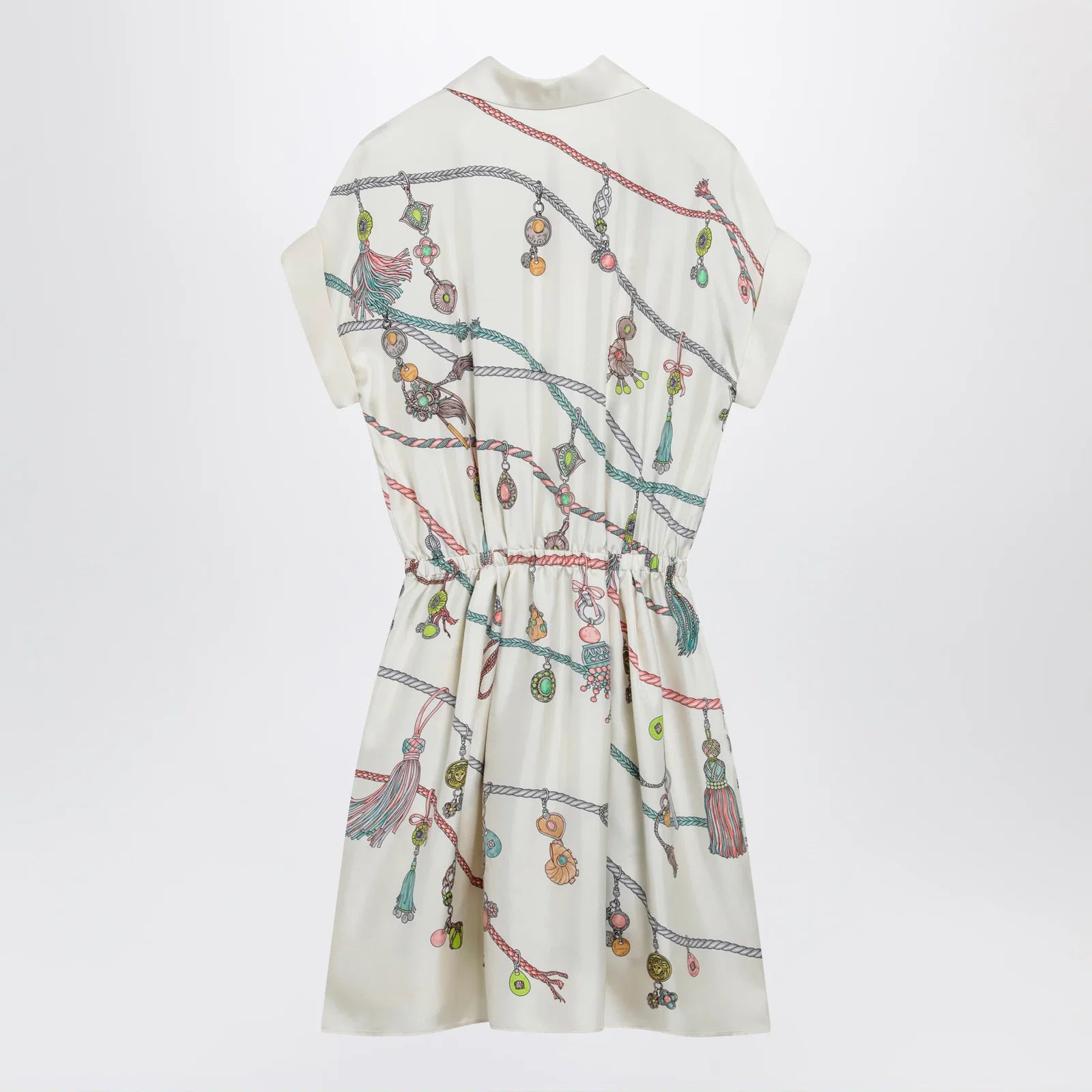 Versace Printed silk twill mini shirt dress in ivory
