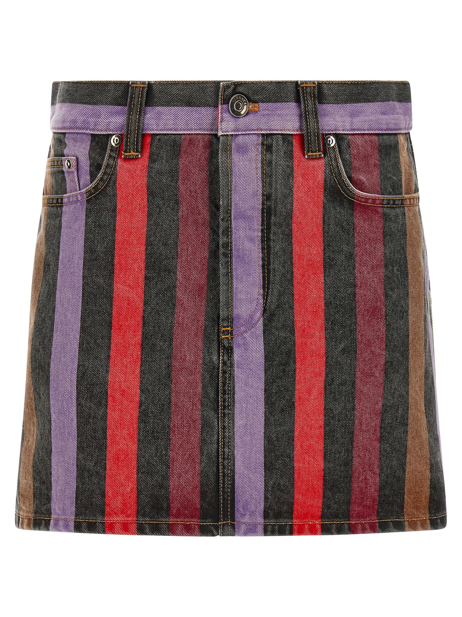 Versace Striped Denim Skirt