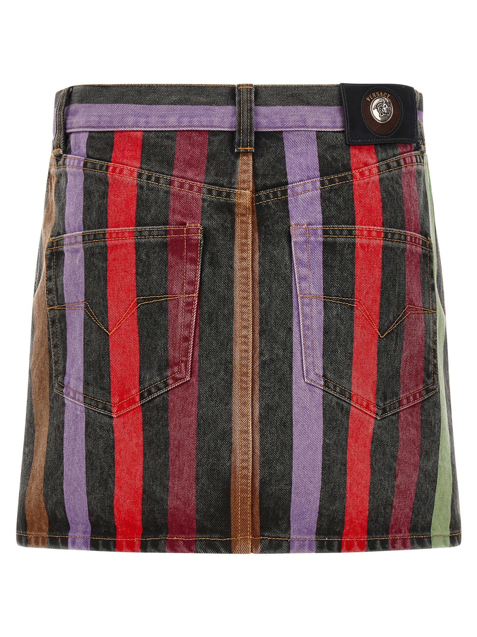 Versace Striped Denim Skirt