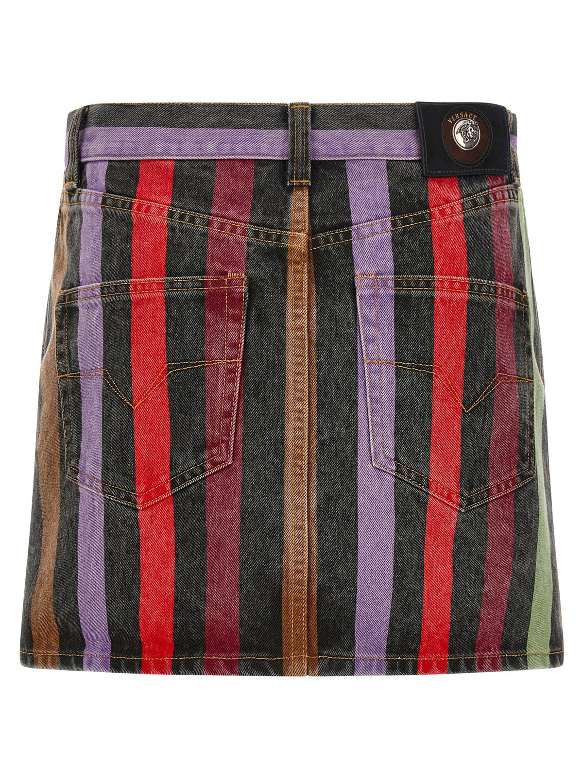 Versace Striped Denim Skirt