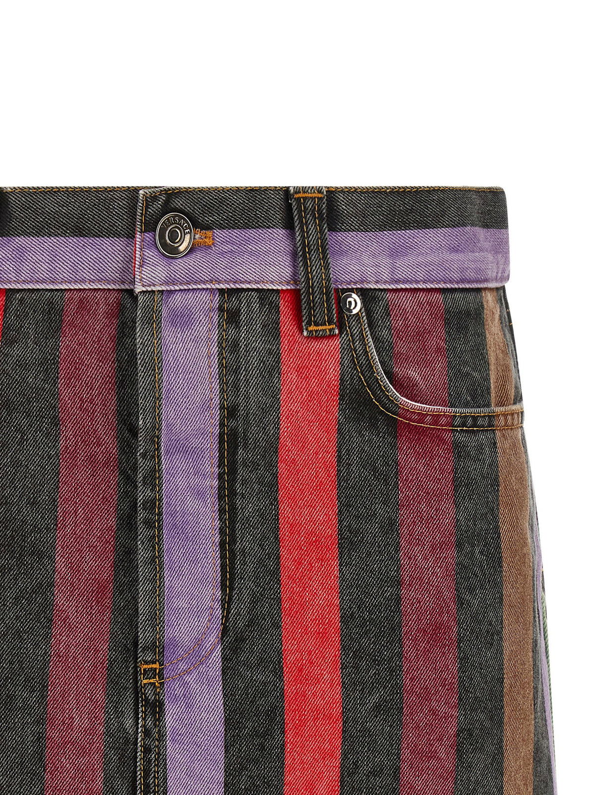Versace Striped Denim Skirt