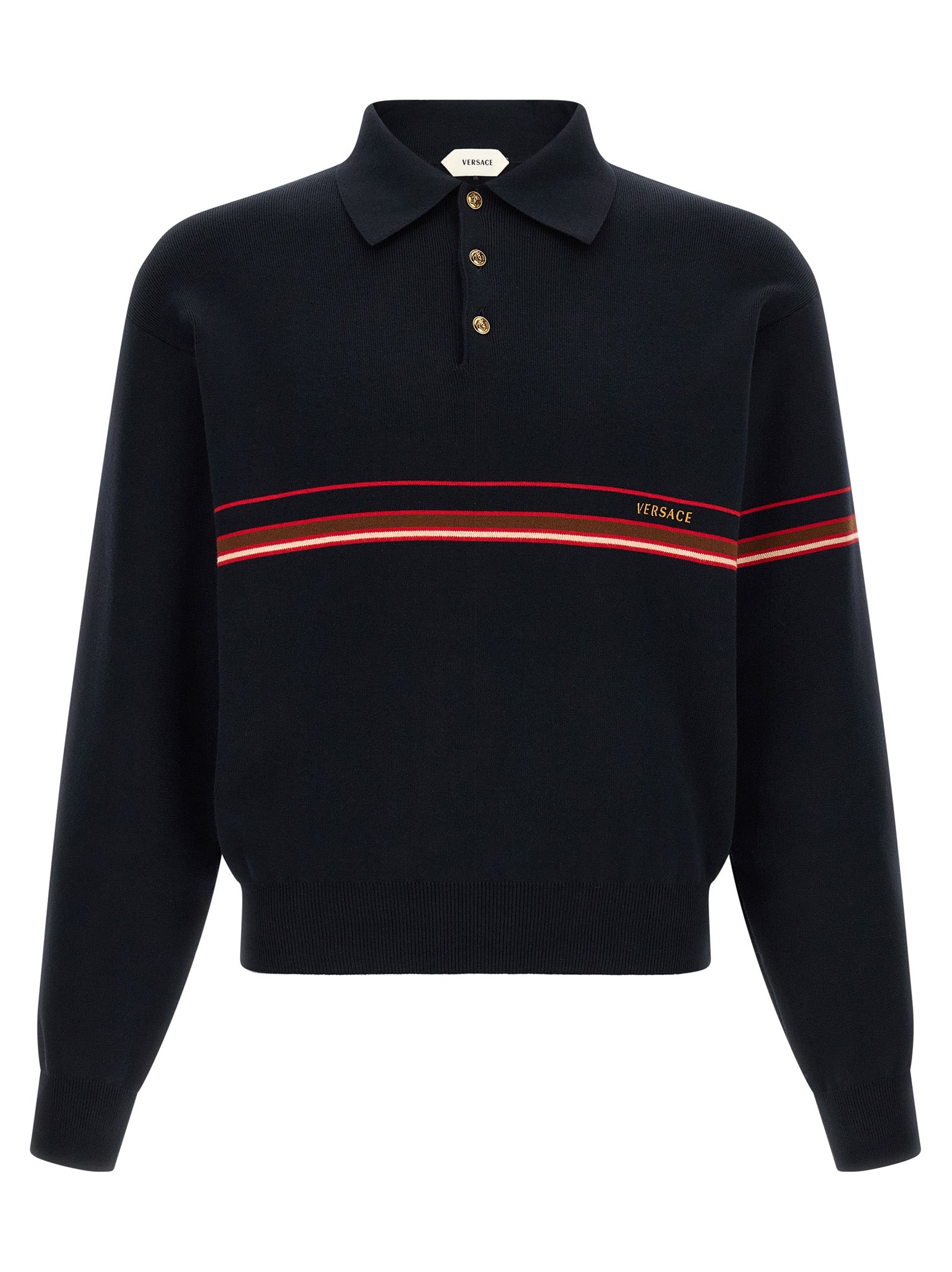 Versace Inlaid Striped Polo Shirt