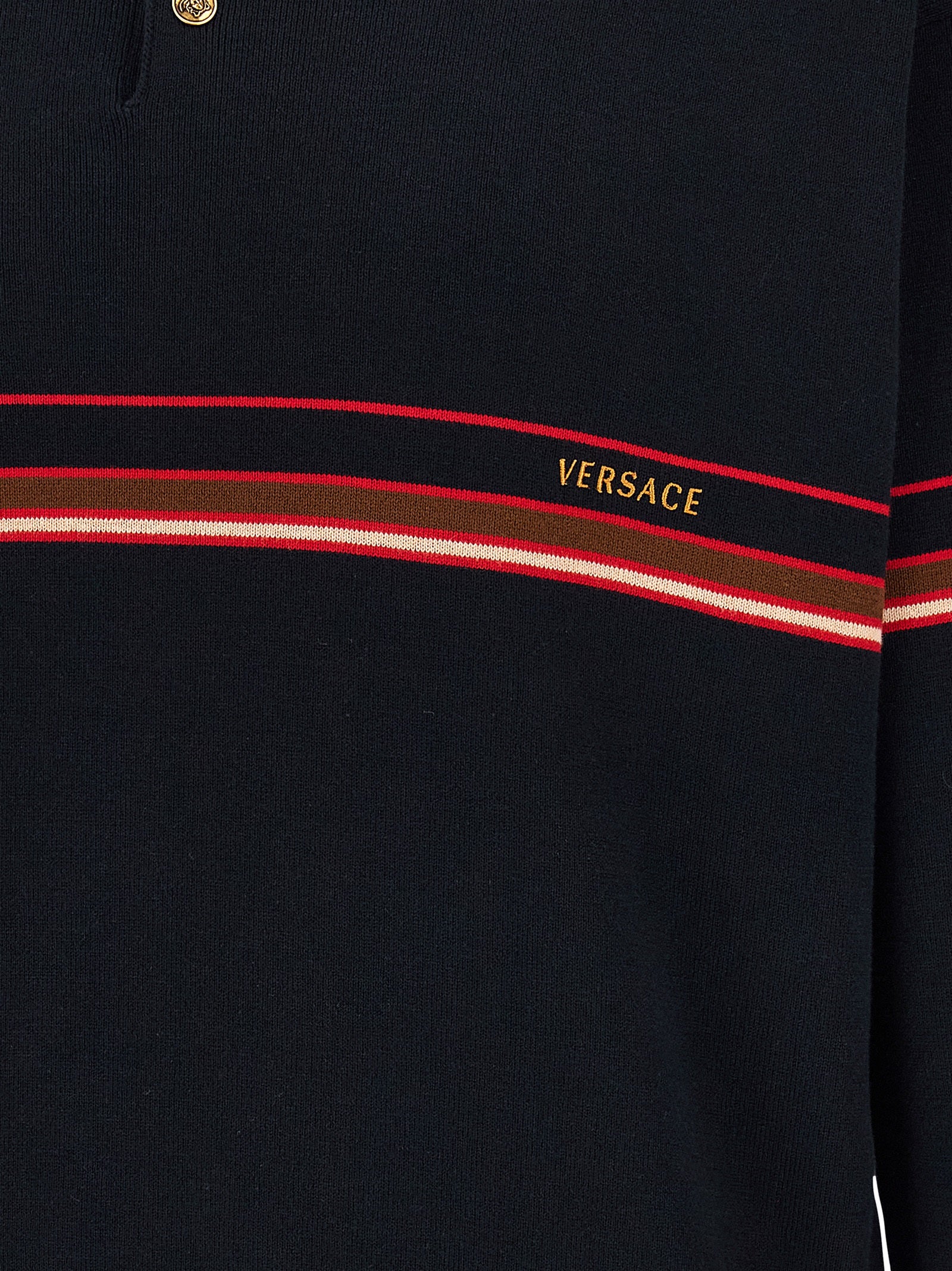 Versace Inlaid Striped Polo Shirt