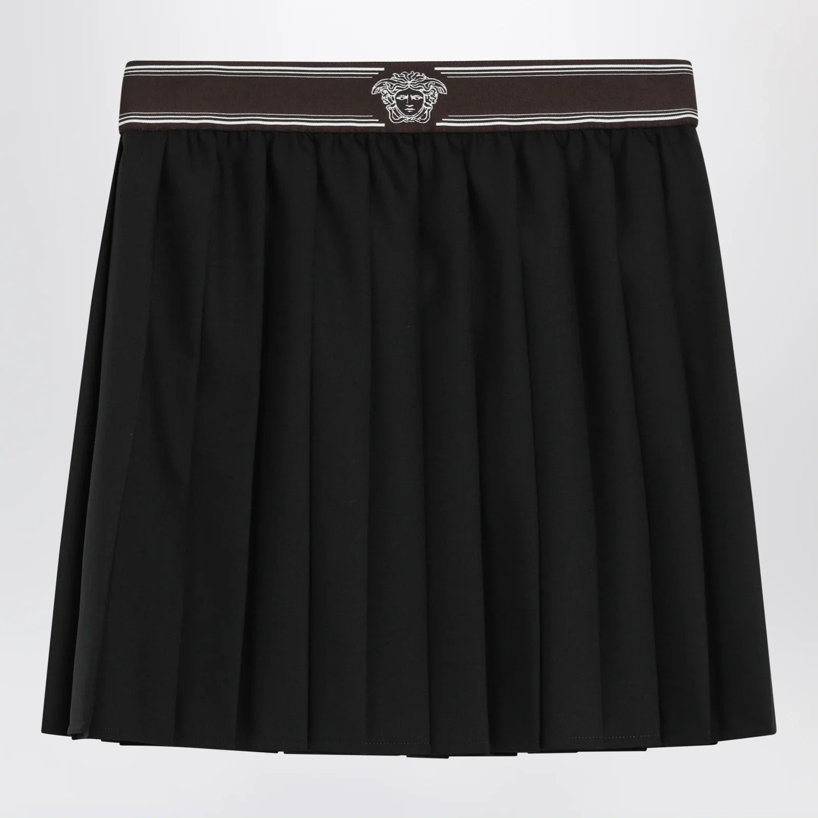 Versace Black Wool and Mohair Pleated Mini Skirt