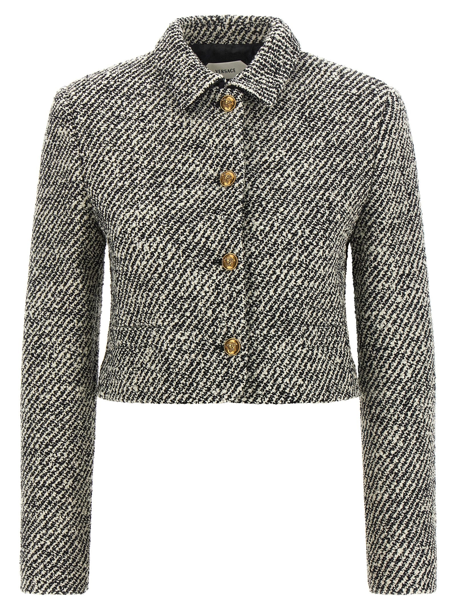 Versace Bouclé Wool Blend Blouson Jacket