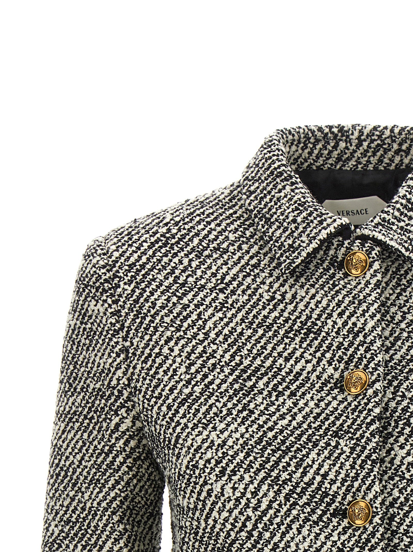 Versace Bouclé Wool Blend Blouson Jacket