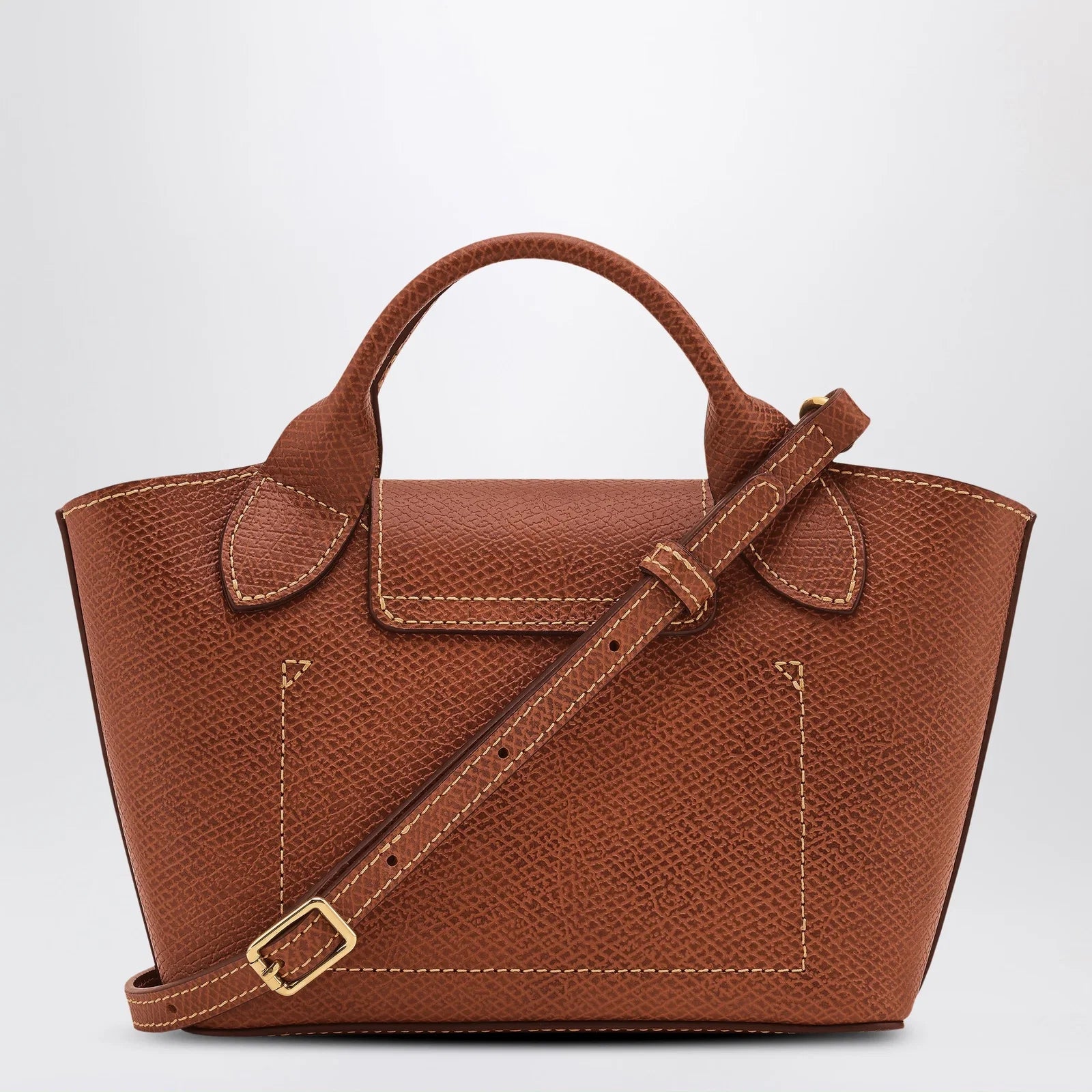 Longchamp XS Épure shopping bag in bullet brun leather