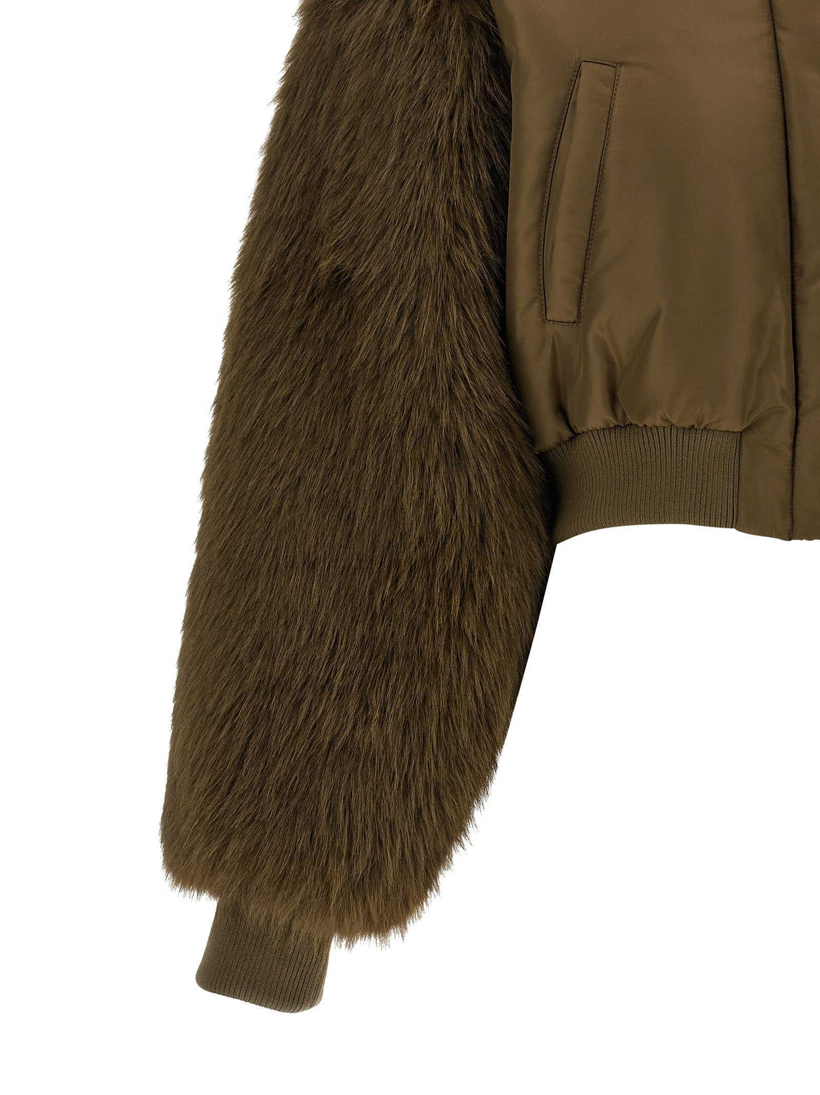 Pinko Bomber Jacket With Fur Inserts