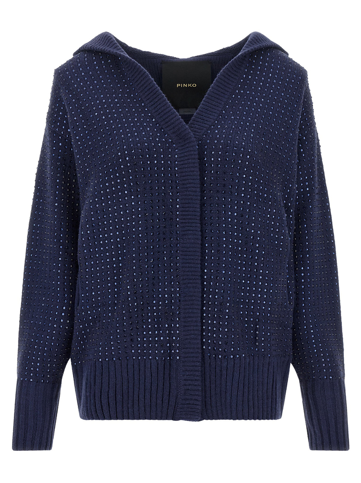 Pinko Seicento Cardigan With Rhinestones And Hood