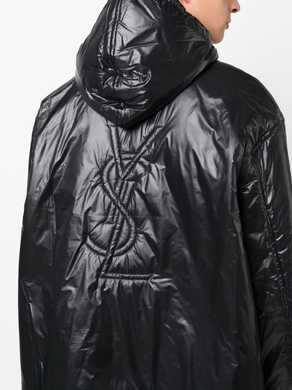 Saint Laurent Cassandre logo-embossed hooded raincoat