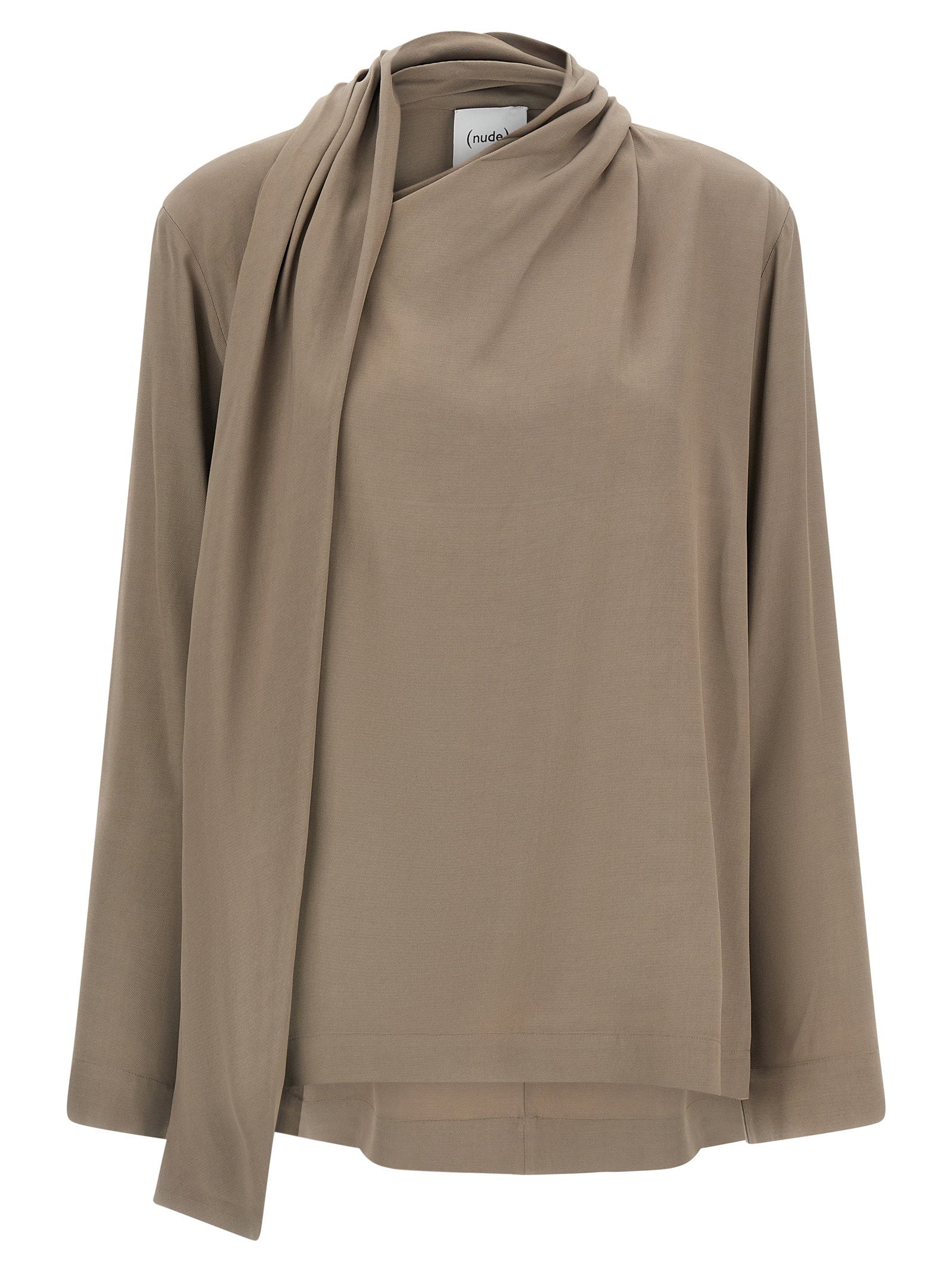 Nude Draped Panel Blouse
