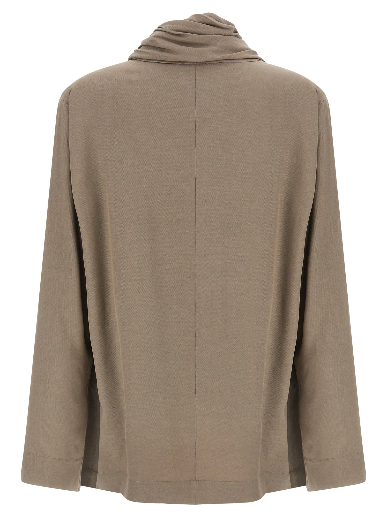 Nude Draped Panel Blouse