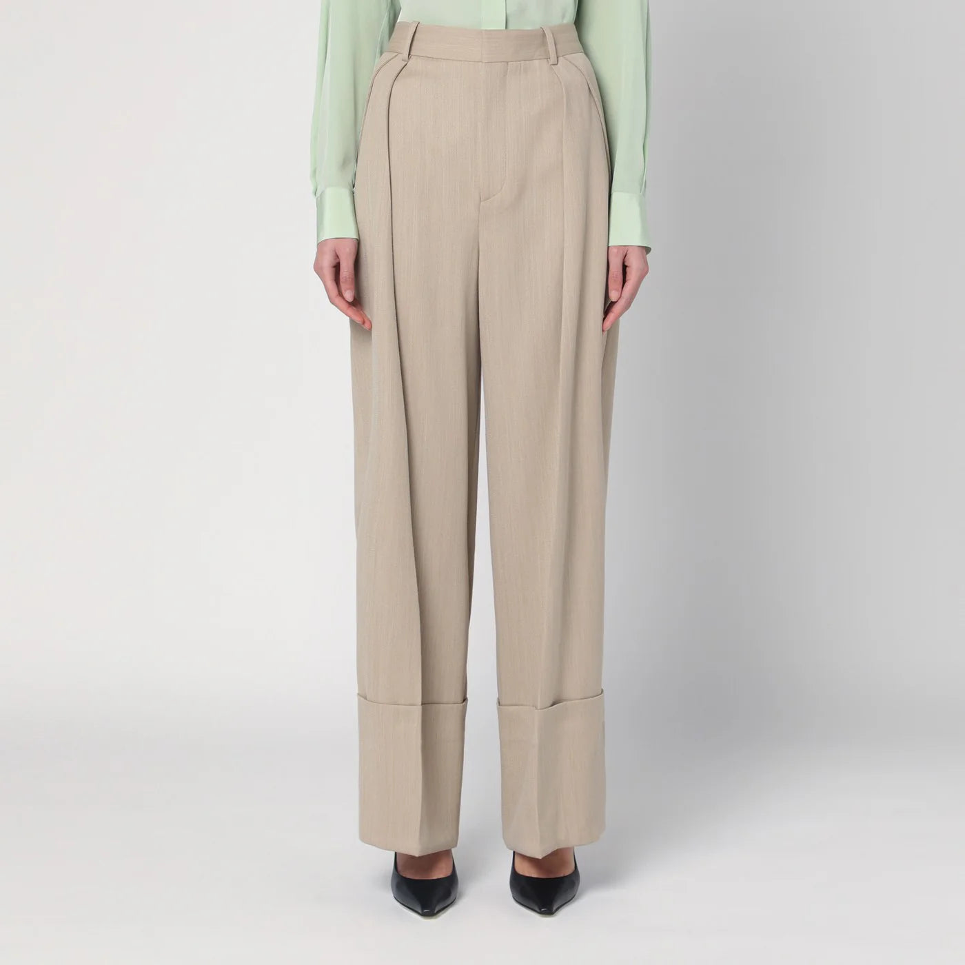 Victoria Beckham Wide mandarin colour pants in wool