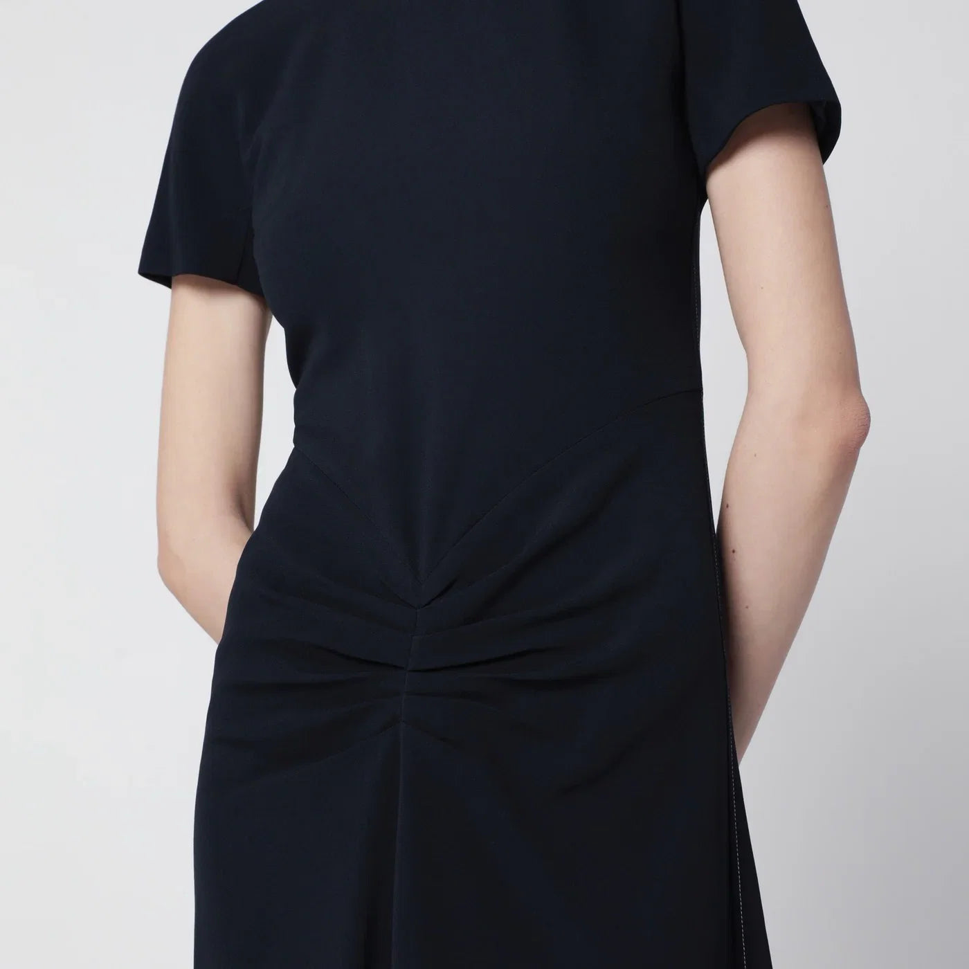 Victoria Beckham Blaire dress with gathered waist in navy blue