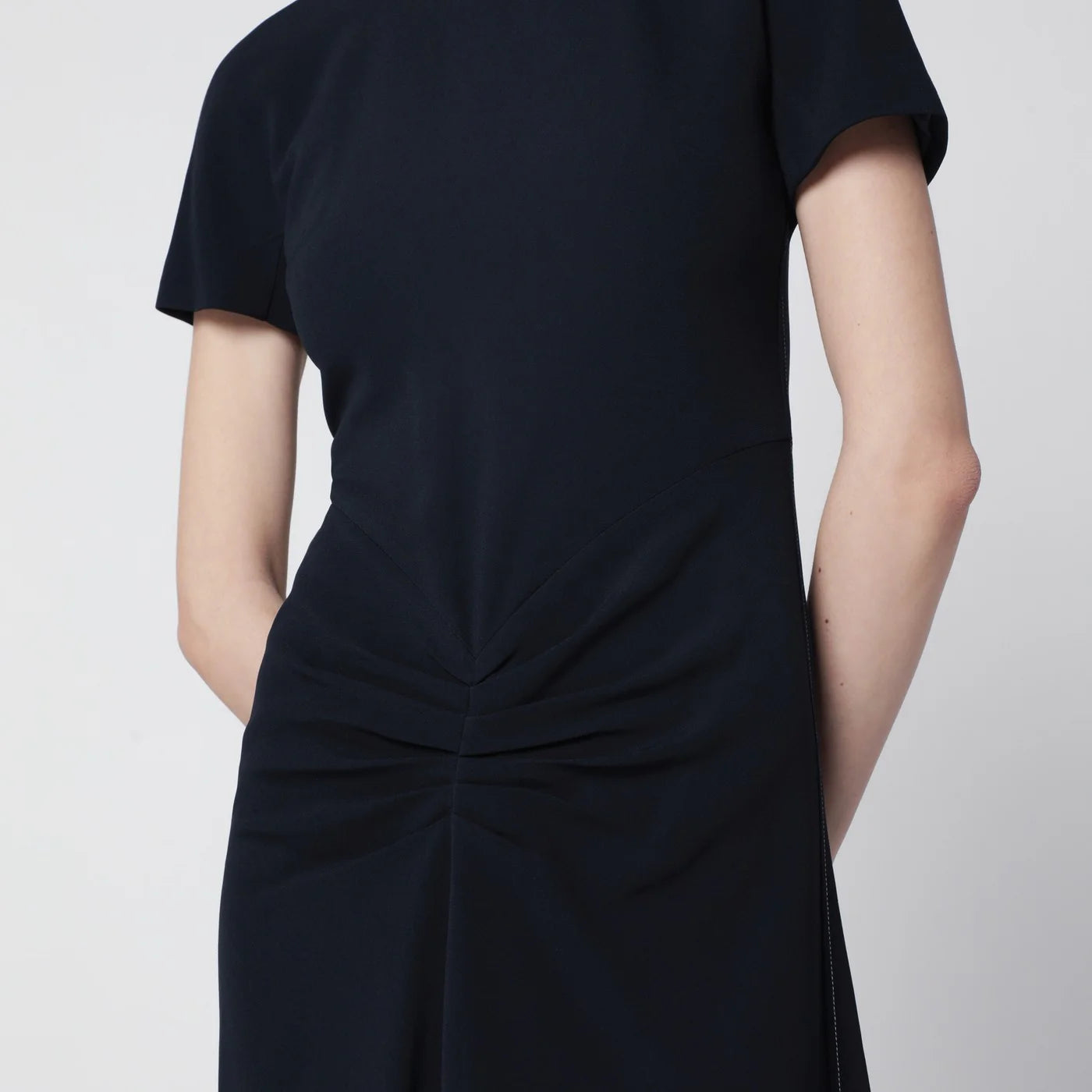 Victoria Beckham Blaire dress with gathered waist in navy blue