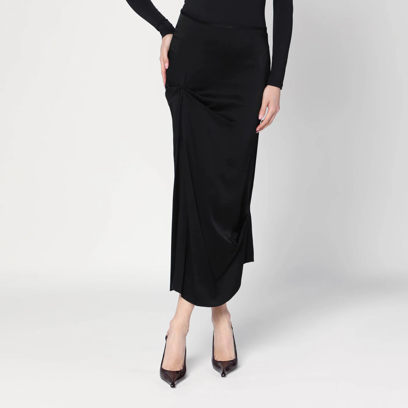 Victoria Beckham Black midi skirt with draping