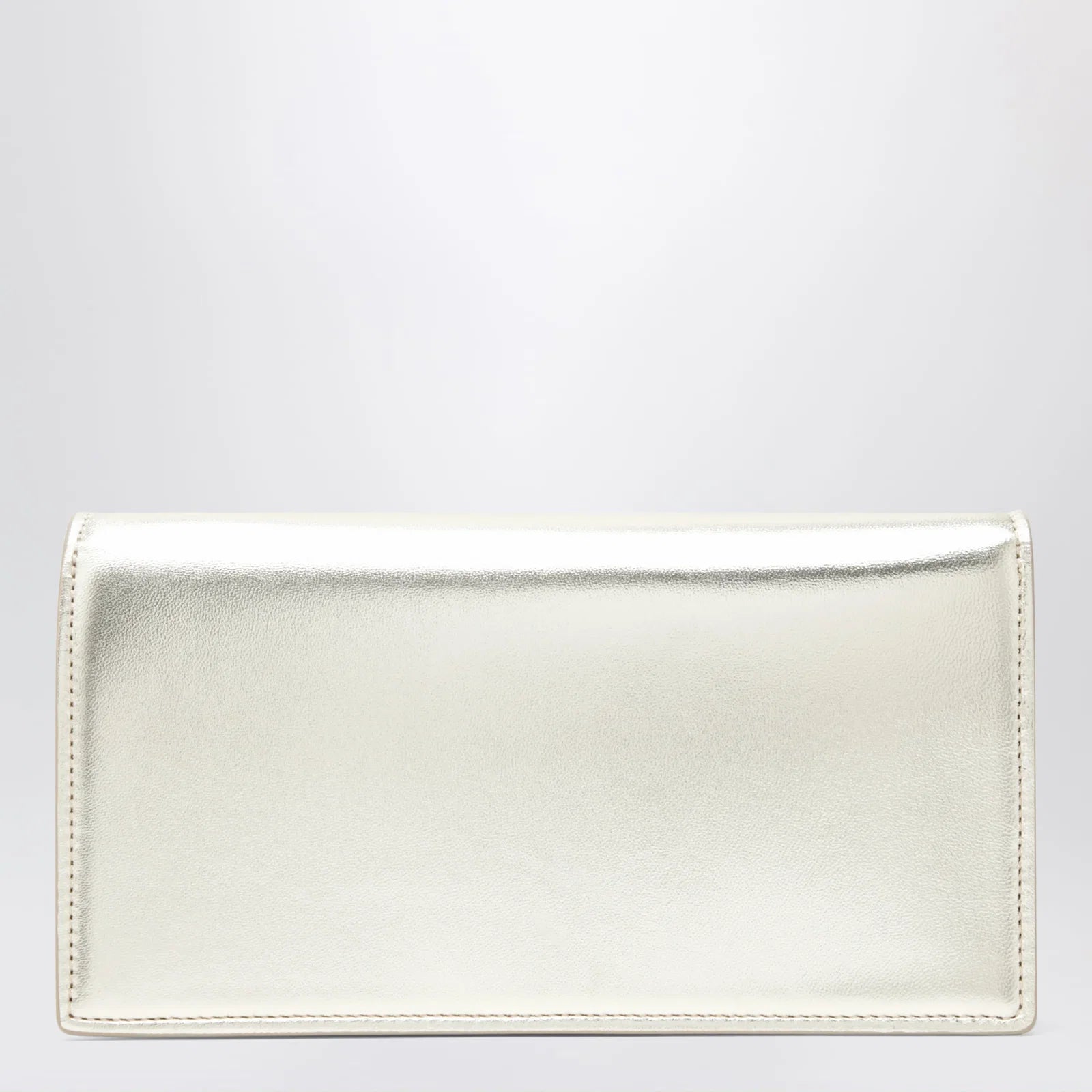 Christian Louboutin Platinum-coloured leather clutch bag with chain
