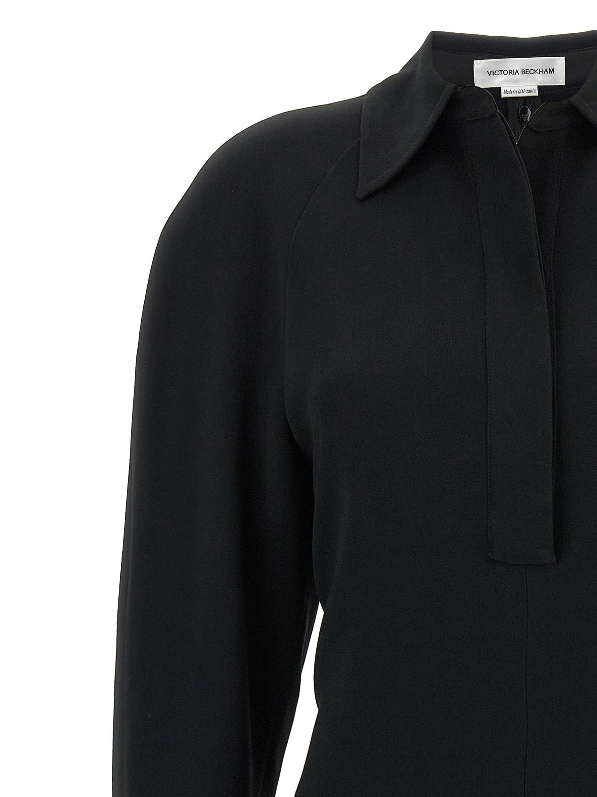 Victoria Beckham Long Sleeve Polo Collar Midi Dress