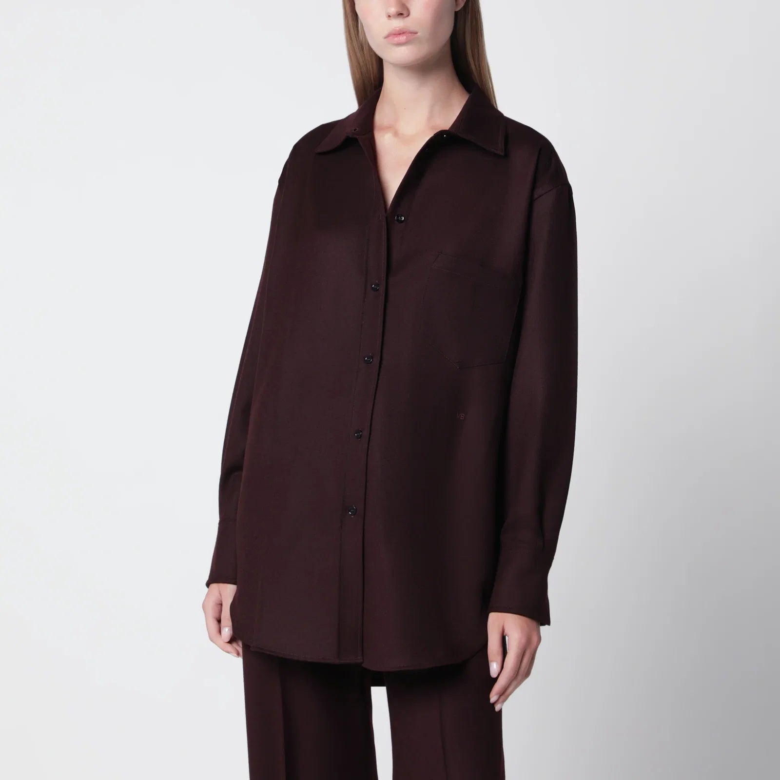 Victoria Beckham Virgin wool flannel shirt in acai