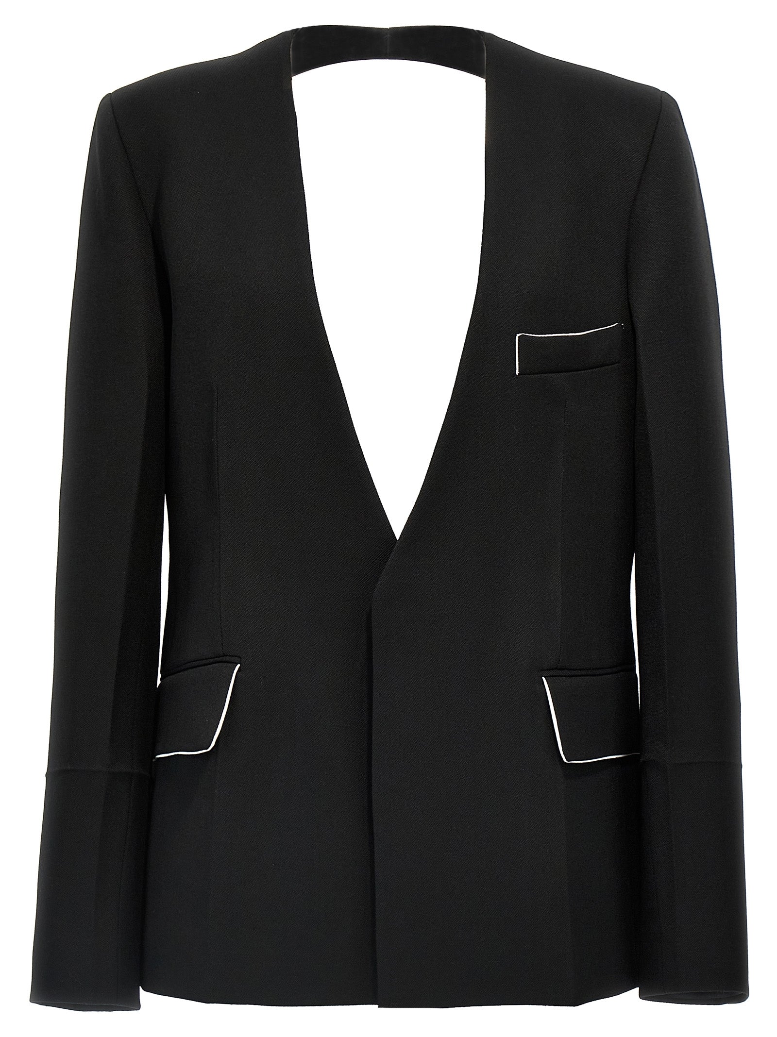 Victoria Beckham Shrunken Collarless Open-back Blazer