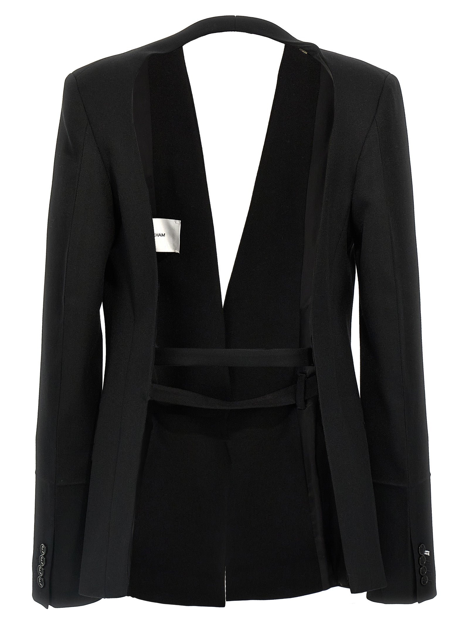 Victoria Beckham Shrunken Collarless Open-back Blazer