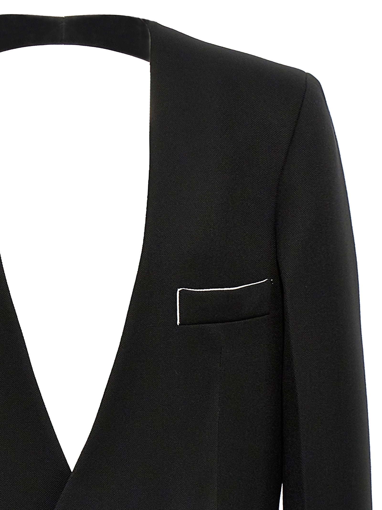 Victoria Beckham Shrunken Collarless Open-back Blazer