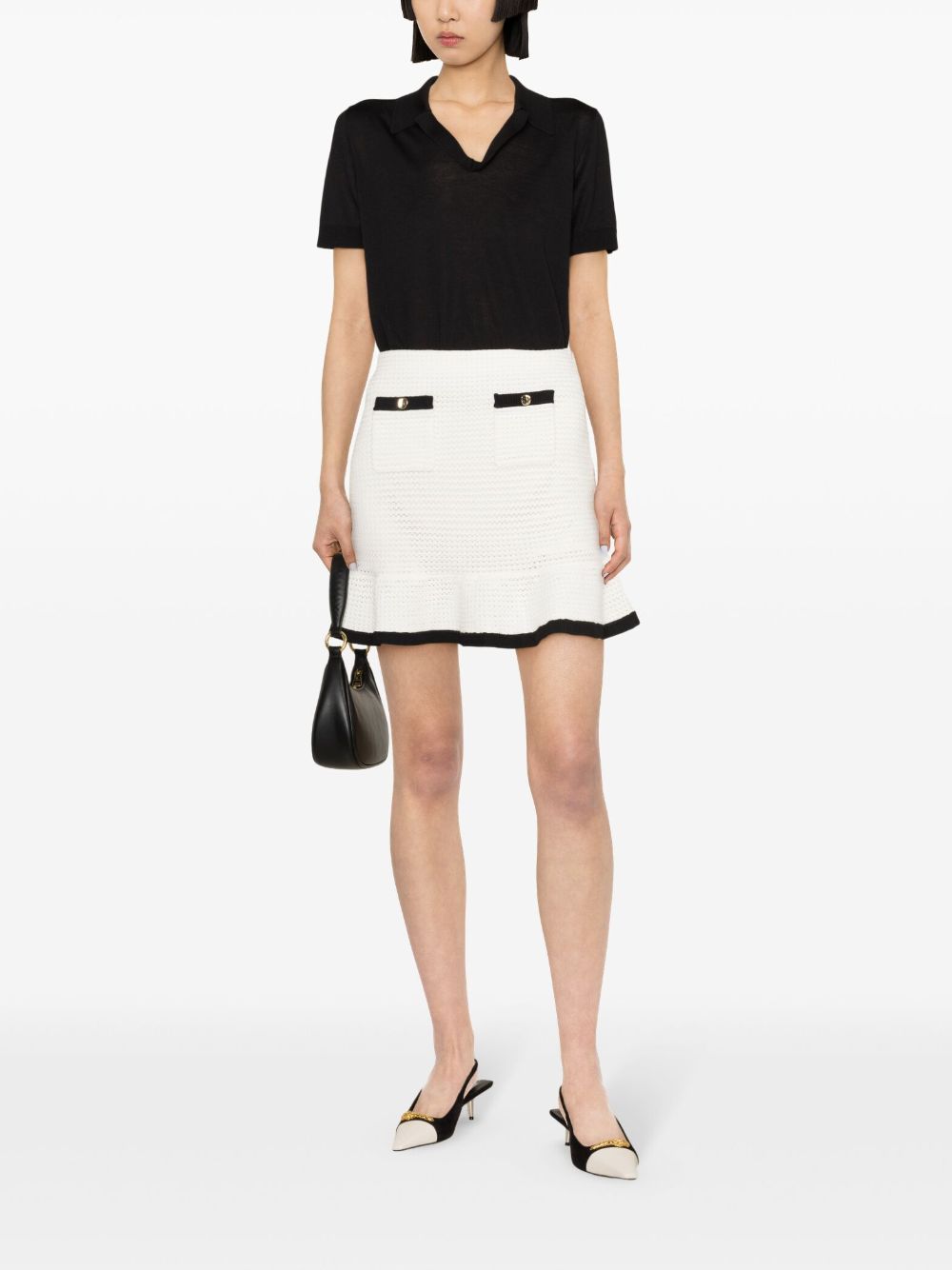 Self-Portrait Sequinned crochet miniskirt