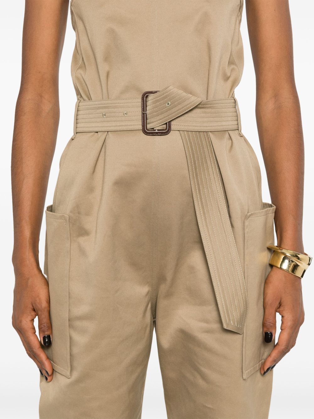 Saint Laurent strapless belted cotton jumpsuit