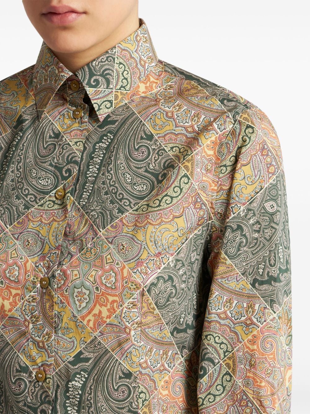 Etro Patchwork-print poplin shirt