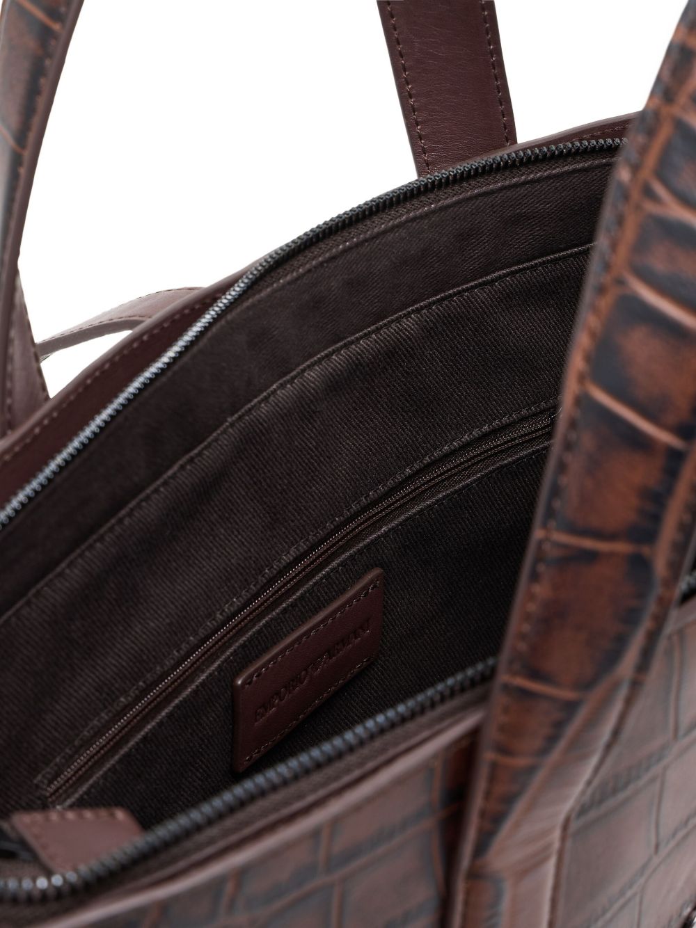 Emporio Armani Crocodile-print leather business bag