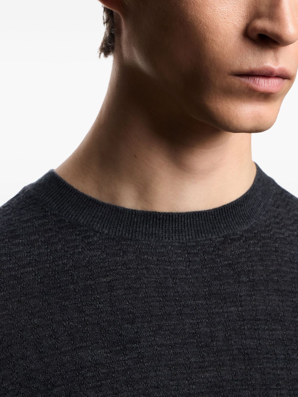 Emporio Armani Virgin wool sweater with raised jacquard pattern