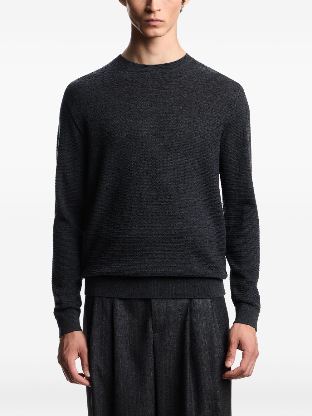 Emporio Armani Virgin wool sweater with raised jacquard pattern