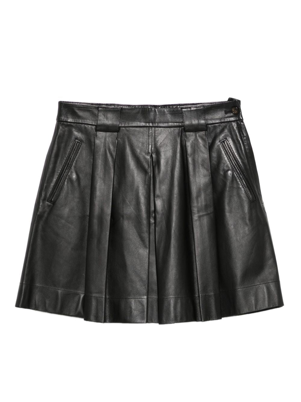 Emporio Armani Pleated leather mini skirt
