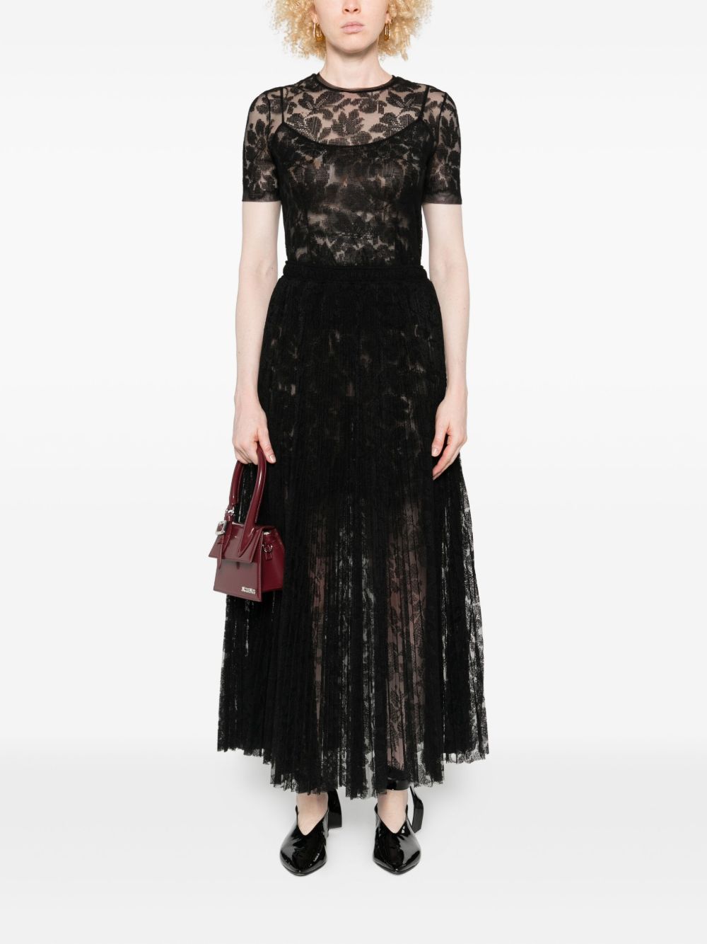 Ermanno Scervino Lace midi pleated skirt