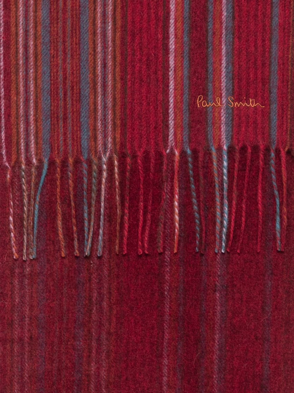 Paul Smith Red Tonal Stripe Lambswool Scarf