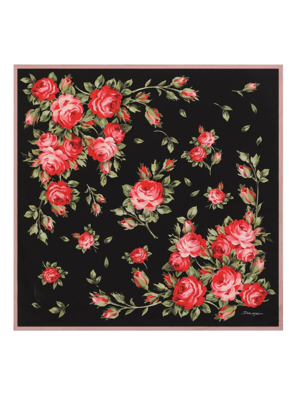 Dolce & Gabbana-Roses Bouquet Print Silk Foulard