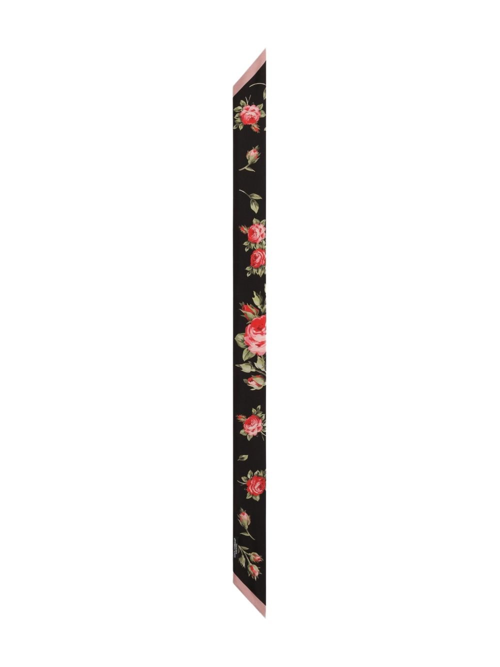 Dolce & Gabbana-black silk floral bouquet skinny scarf
