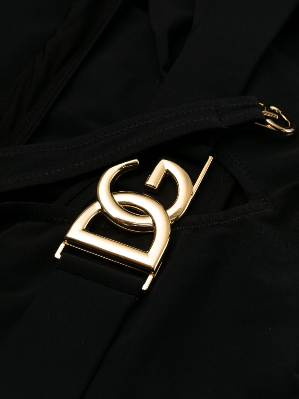 Dolce & Gabbana-black plunge-neck belted one-piece swimsuit