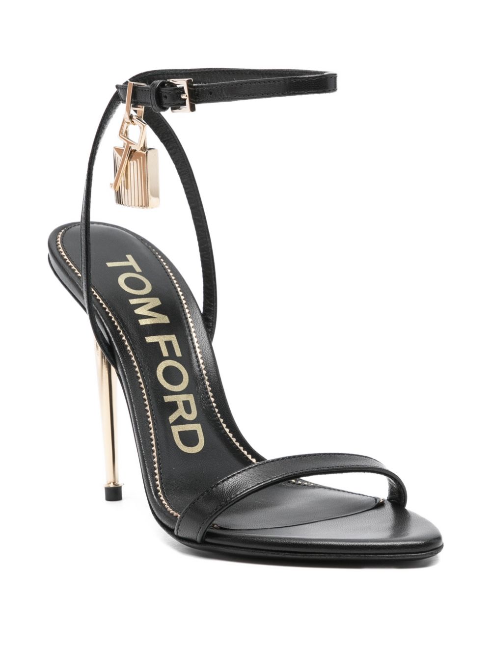 Tom Ford SHINY LEATHER PADLOCK POINTY NAKED SANDAL