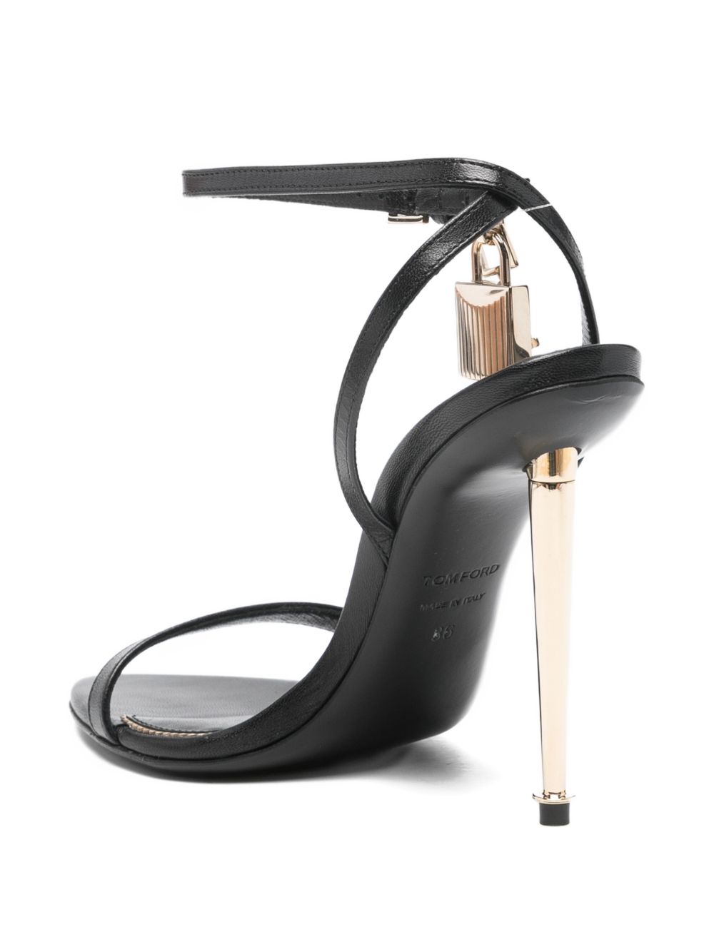 Tom Ford SHINY LEATHER PADLOCK POINTY NAKED SANDAL
