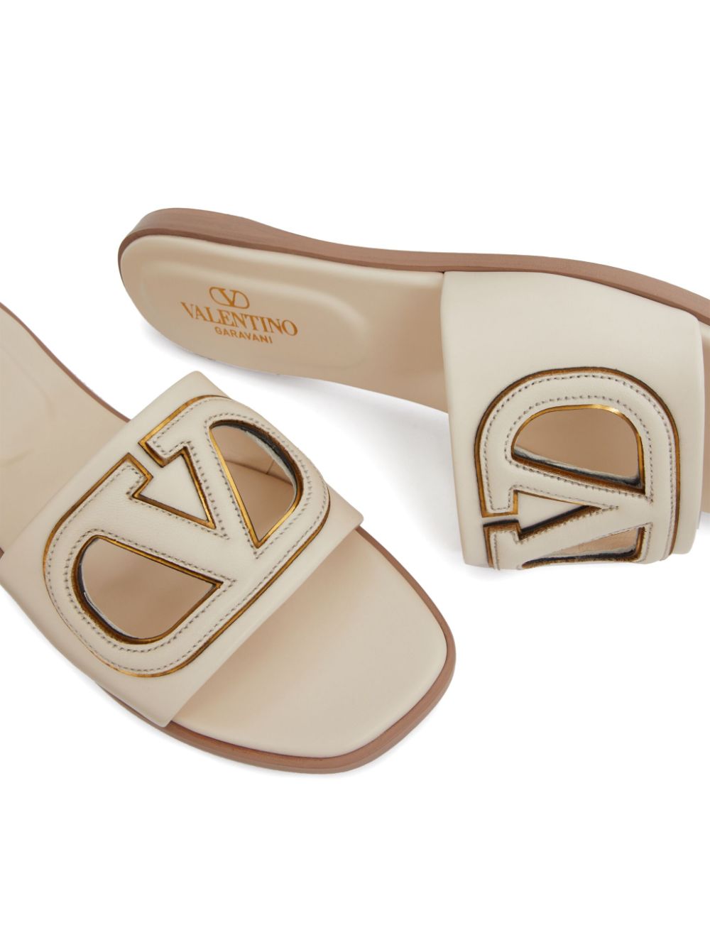 Valentino Garavani Vlogo Cut-Out Slide Sandal In Calfskin