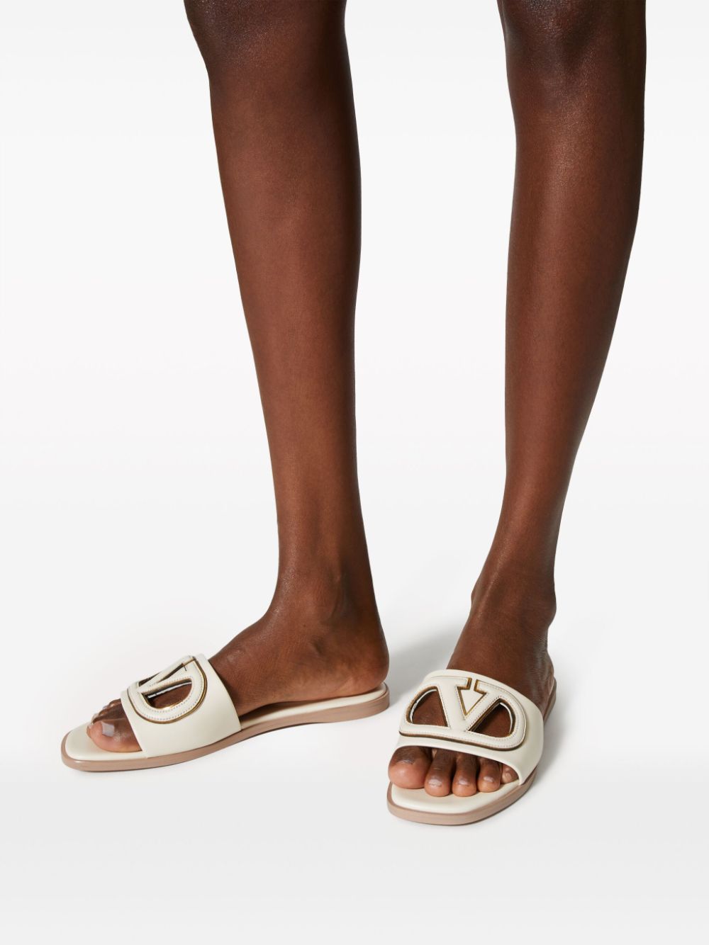 Valentino Garavani Vlogo Cut-Out Slide Sandal In Calfskin
