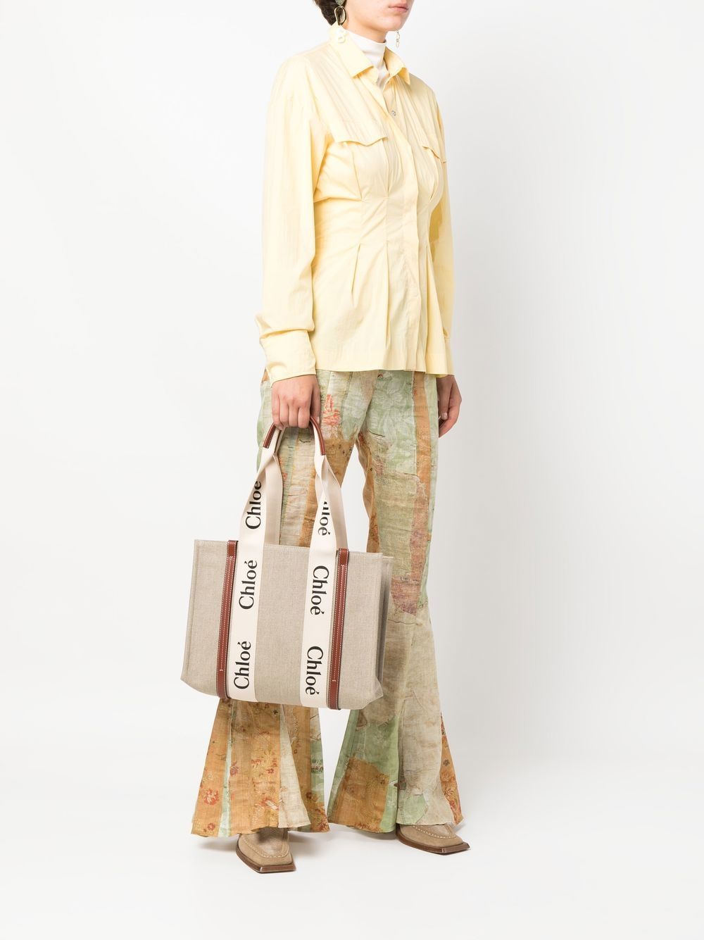 Chloé Woody Linen Tote Bag