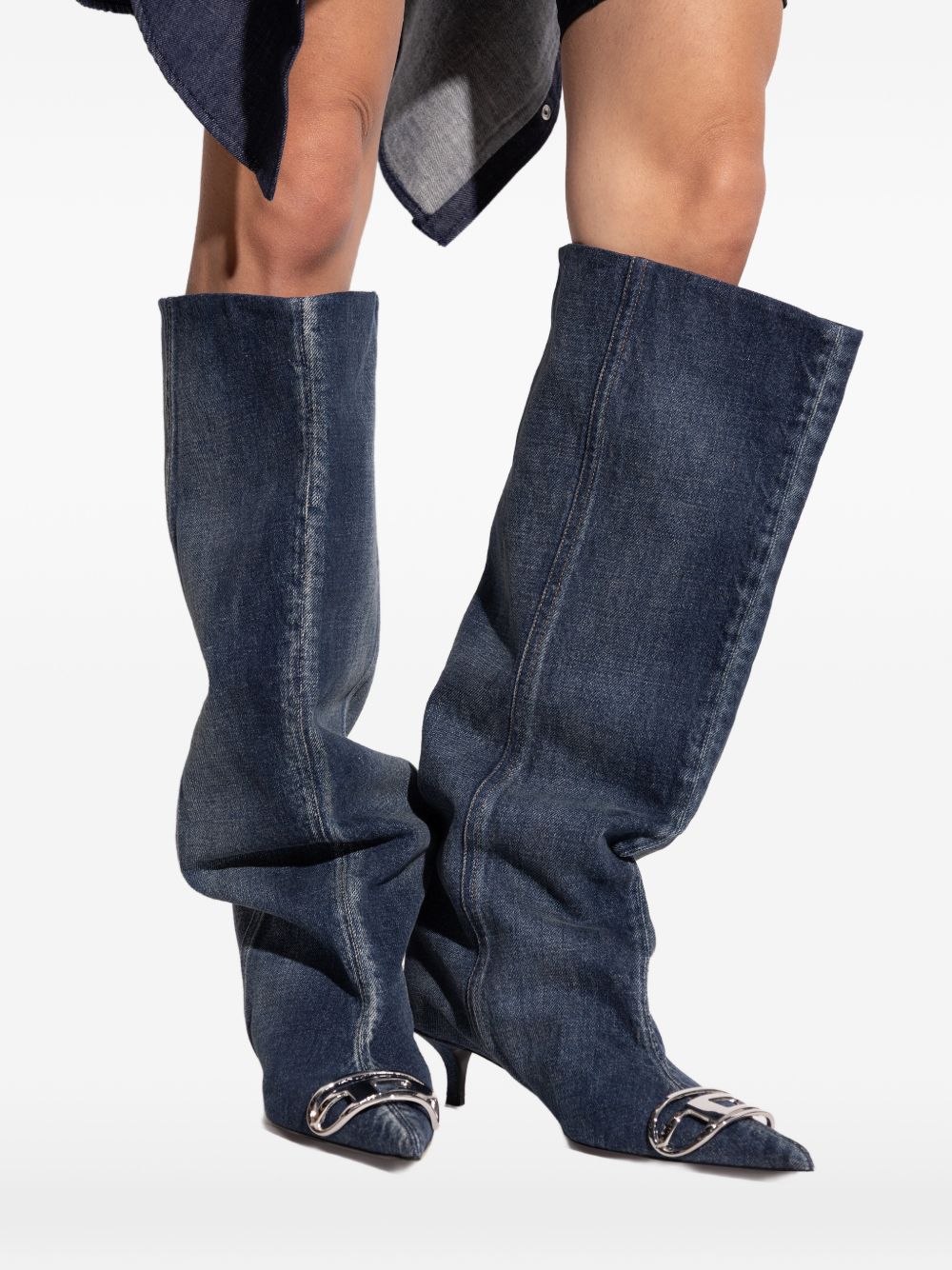 Diesel D-Venus-Slouchy knee-high boot in denim