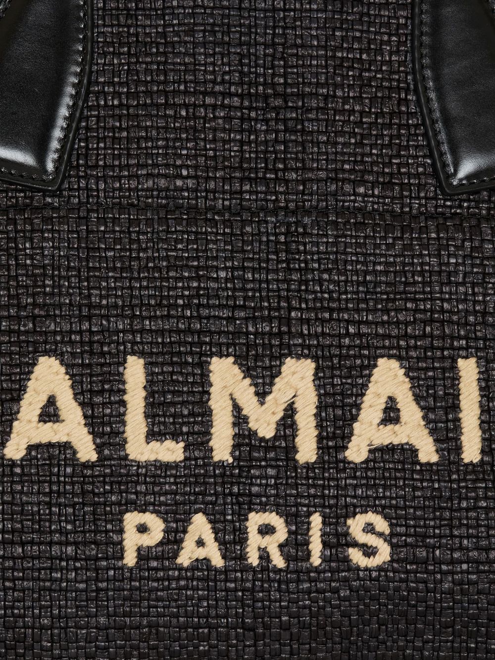 Balmain Track Tote Bag In Raffia And Calfskin